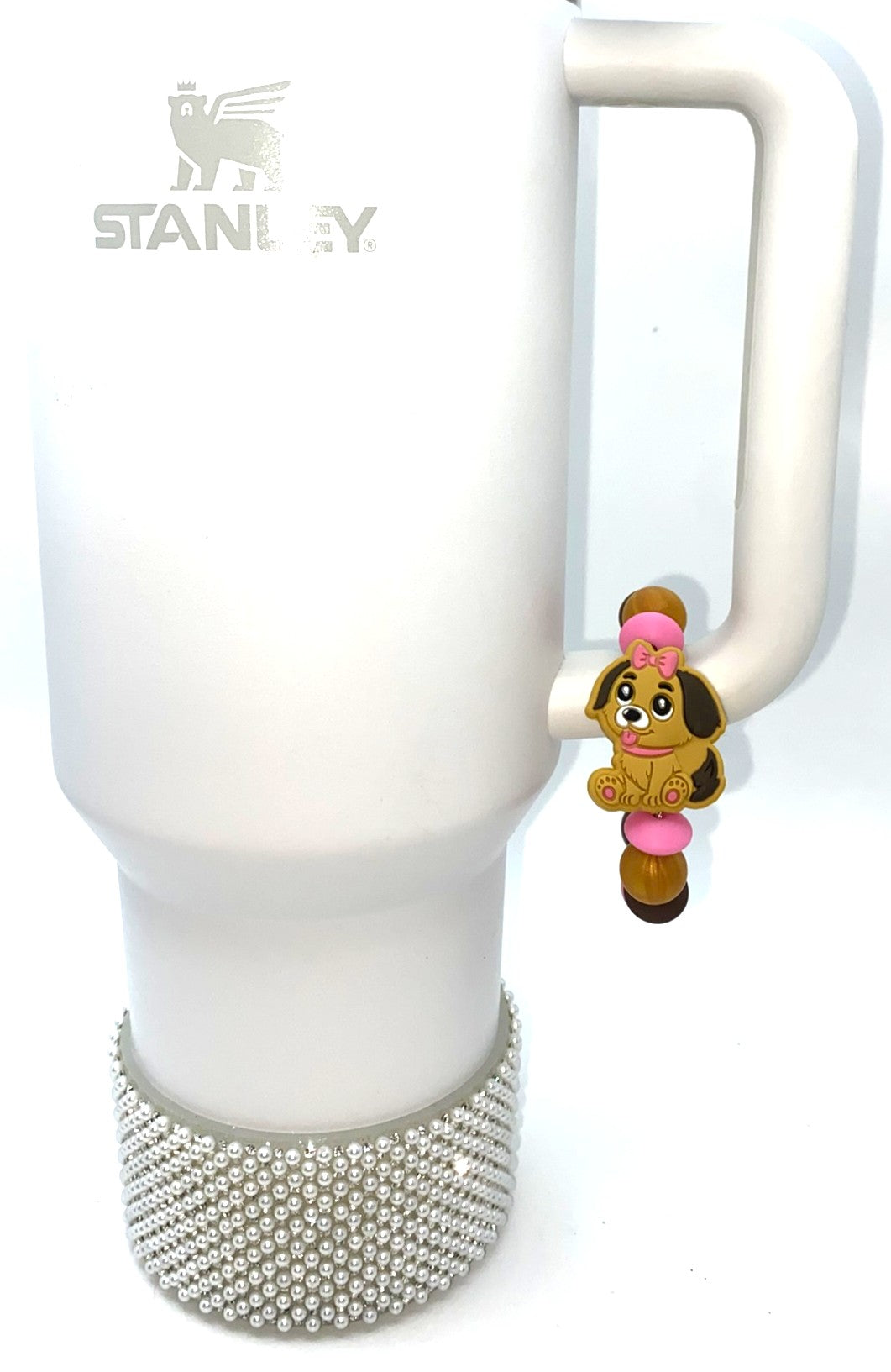 Bella Dog w/Pink Bow Stanley Tumbler Cup Handle Charm
