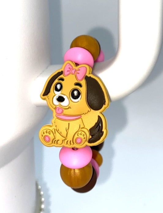 Bella Dog w/Pink Bow Stanley Tumbler Cup Handle Charm