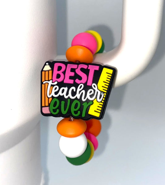 Best Teacher Ever Ruler Pencil Stanley Tumbler Cup Handle Charm