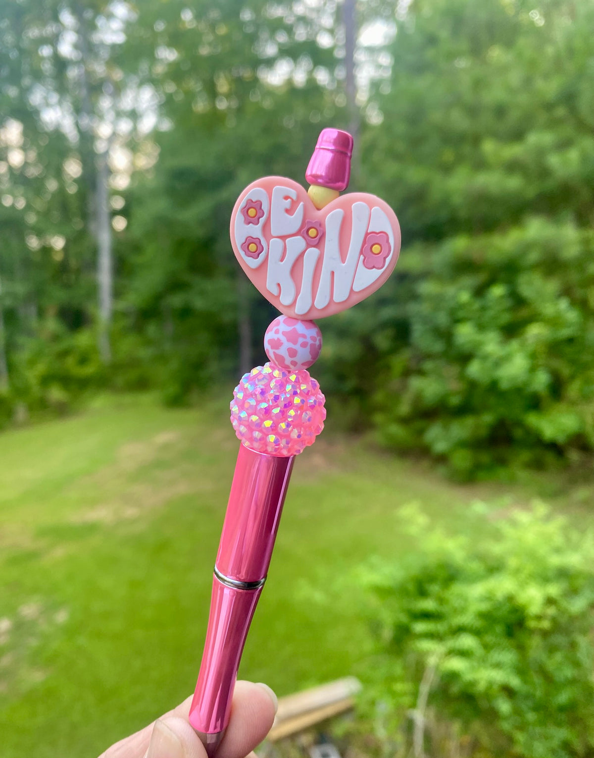 Be Kind Pink Heart Beaded Pen