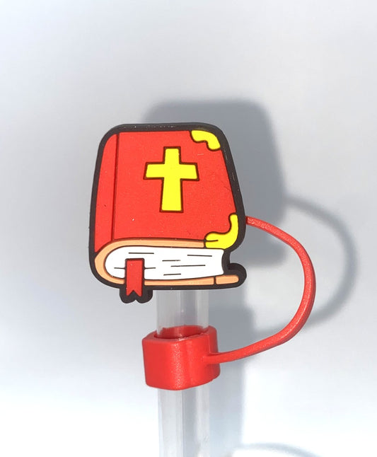 Red Bible w/Cross Straw Topper