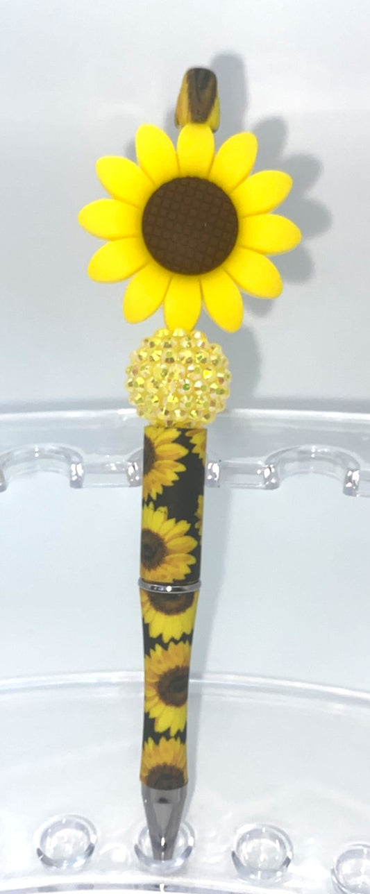 Big Sunflower Beaded Pen
