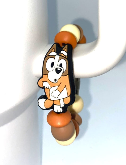 Blue Heeler Cartoon Sister Stanley Tumbler Cup Handle Charm