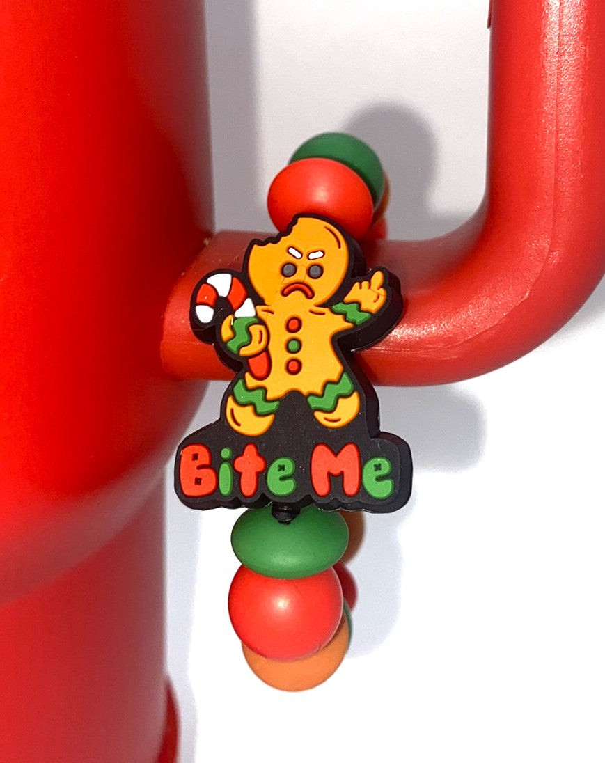Bite Me Gingerbread Man Stanley Tumbler Cup Handle Charm