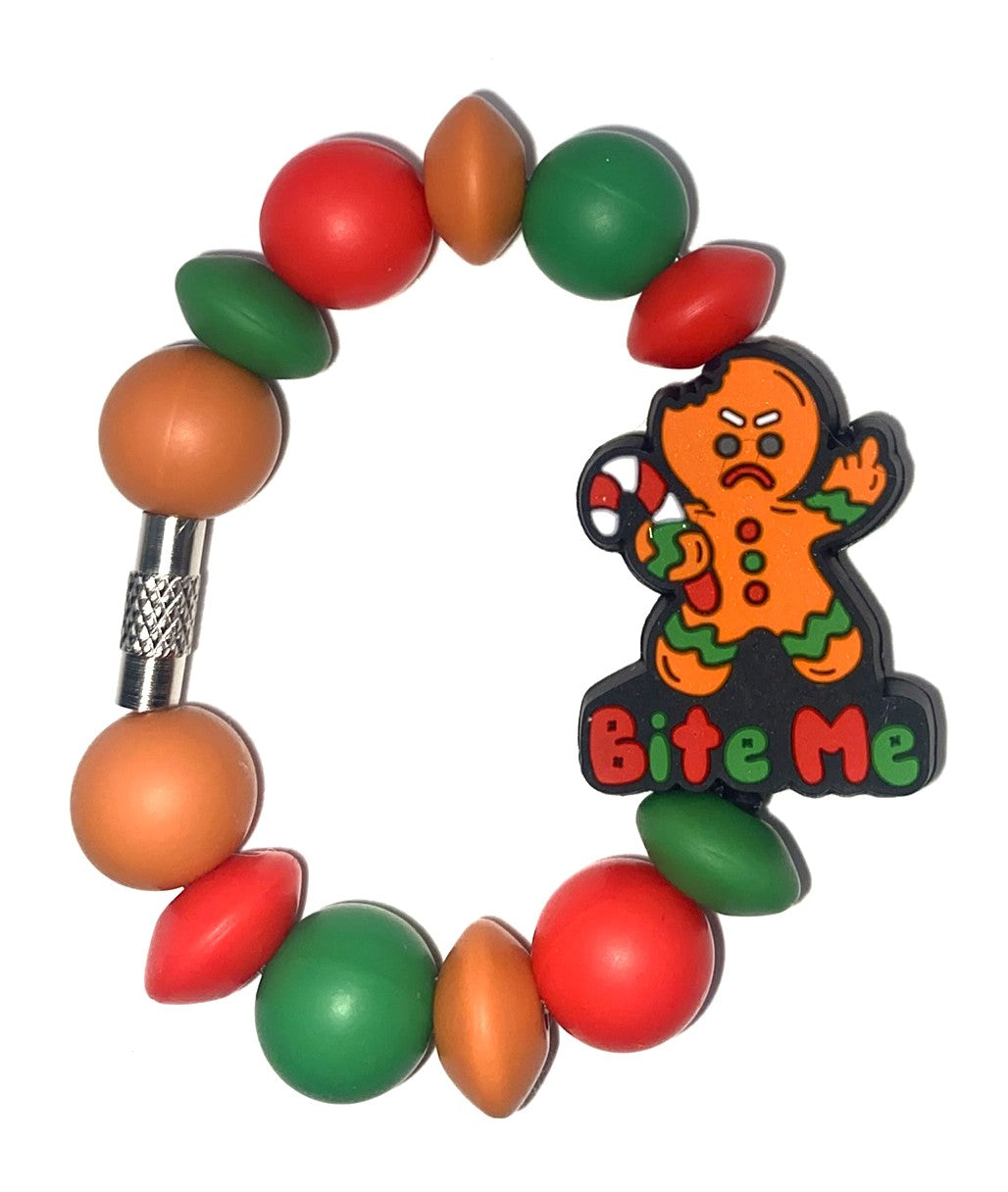 Bite Me Gingerbread Man Stanley Tumbler Cup Handle Charm