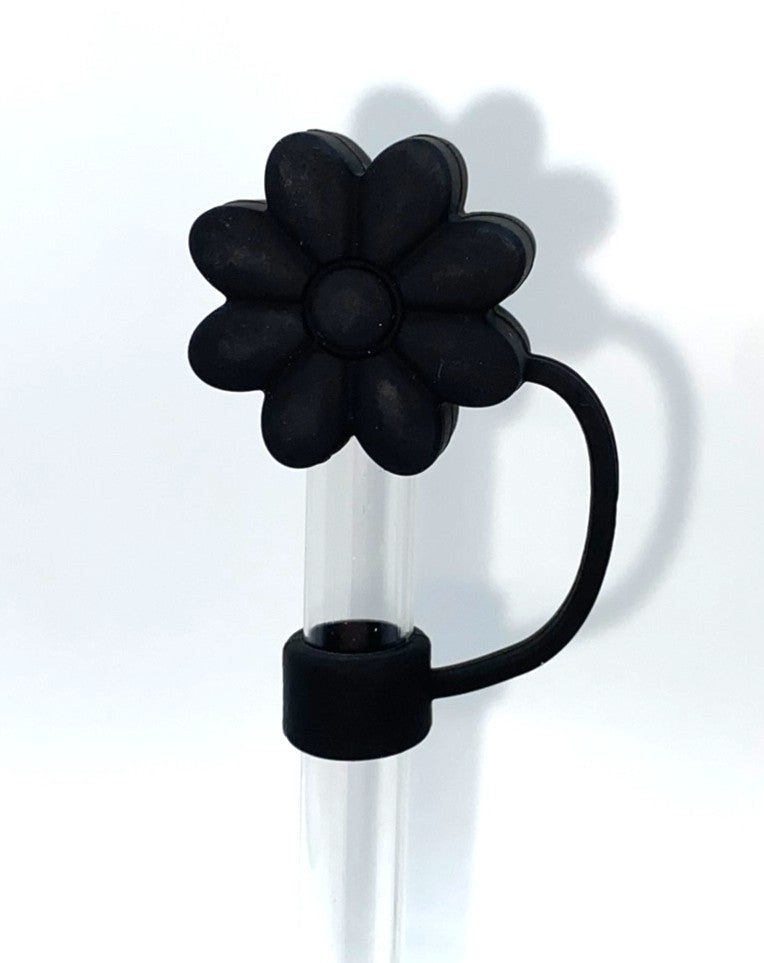 Black Daisy Flower #2 3D Straw Topper