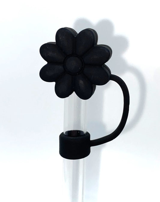 Black Daisy Flower #2 3D Straw Topper