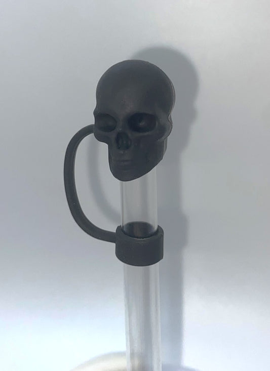 Black Skull 3D Straw Topper