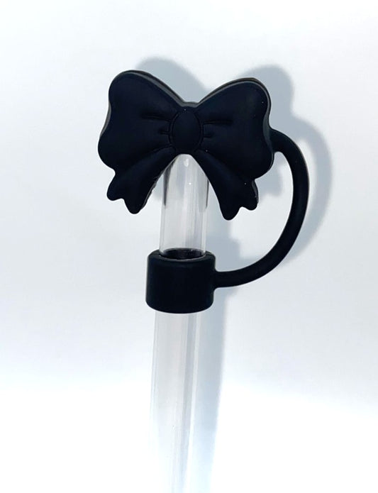 Black Coquette Bow 3D Straw Topper
