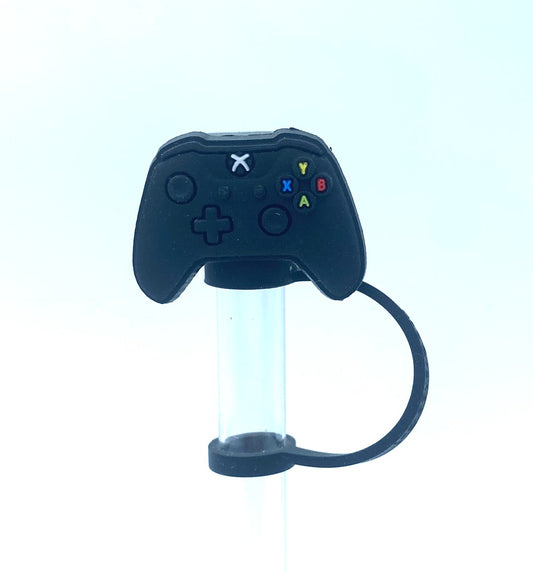 Black Video Game Controller Straw Topper