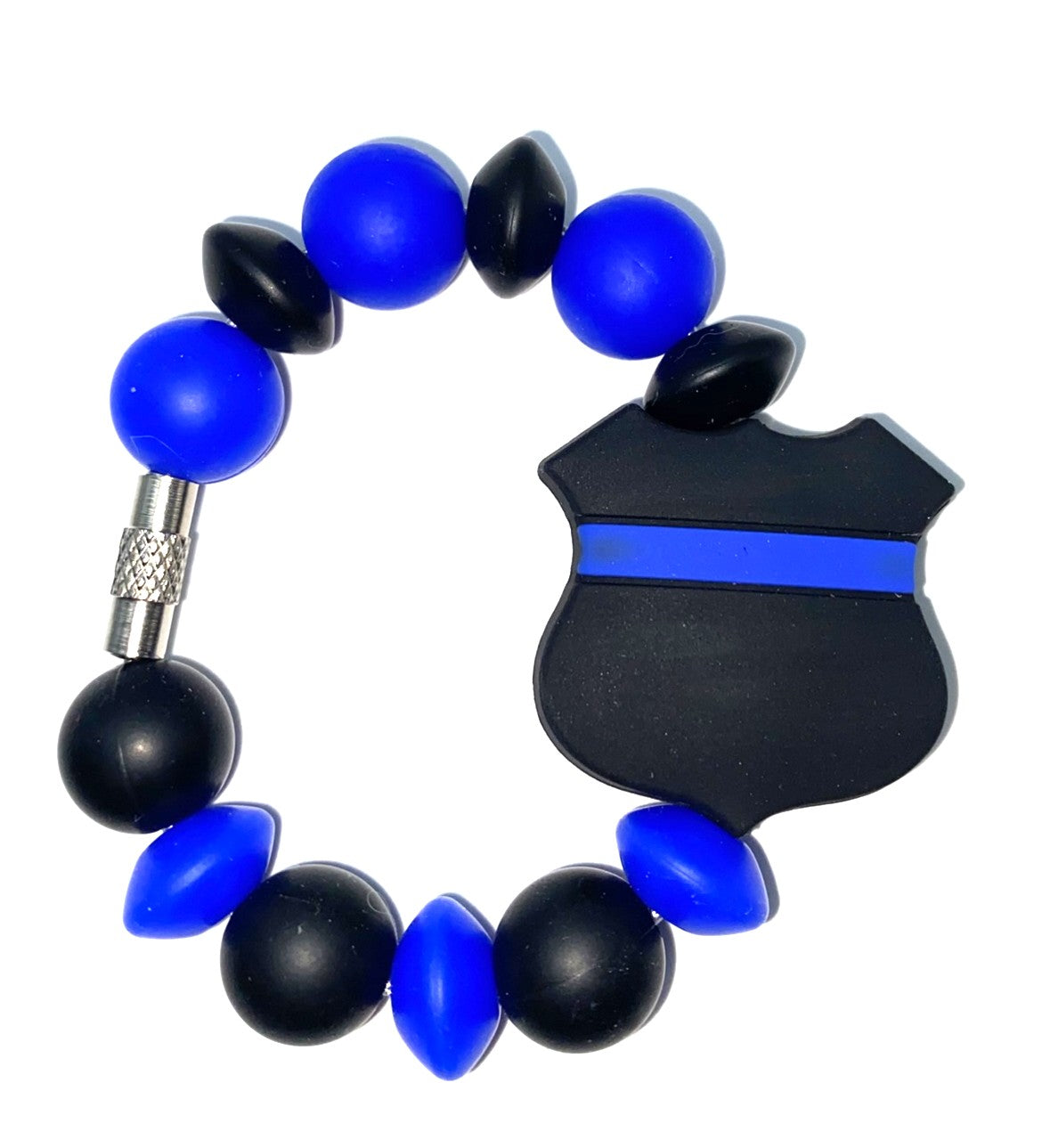 Police Badge Black w/Blue Line Stanley Tumbler Cup Handle Charm