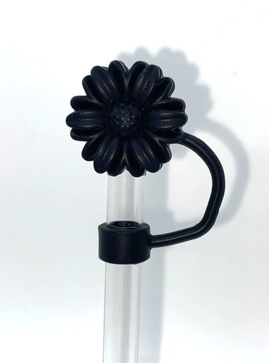 Black Daisy Flower 3D Straw Topper