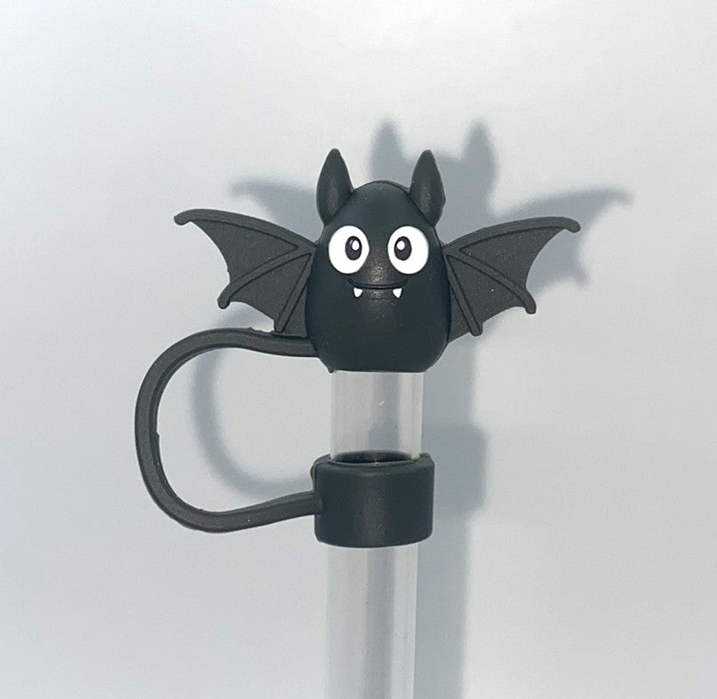 Black Cute Bat 3D Straw Topper