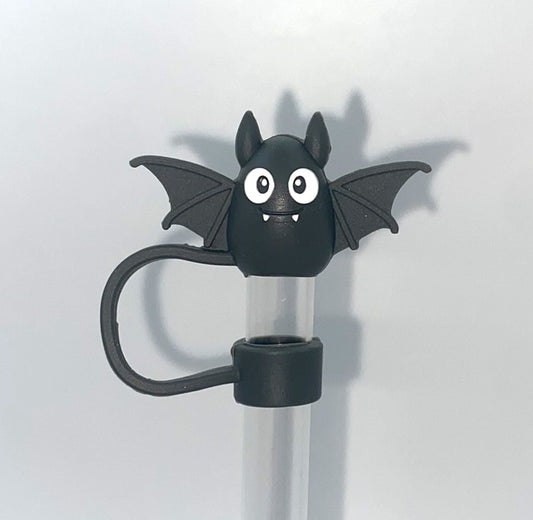 Black Cute Bat 3D Straw Topper