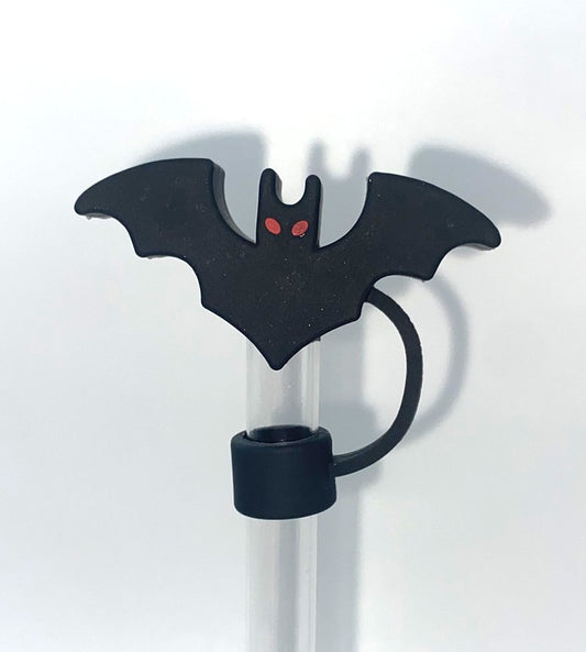 Black Scary Bat 3D Straw Topper