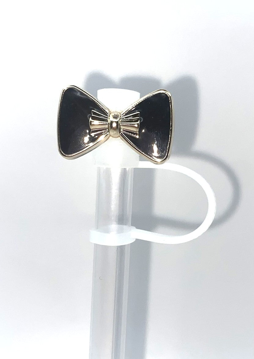 Black Bow Acrylic Charm Straw Topper