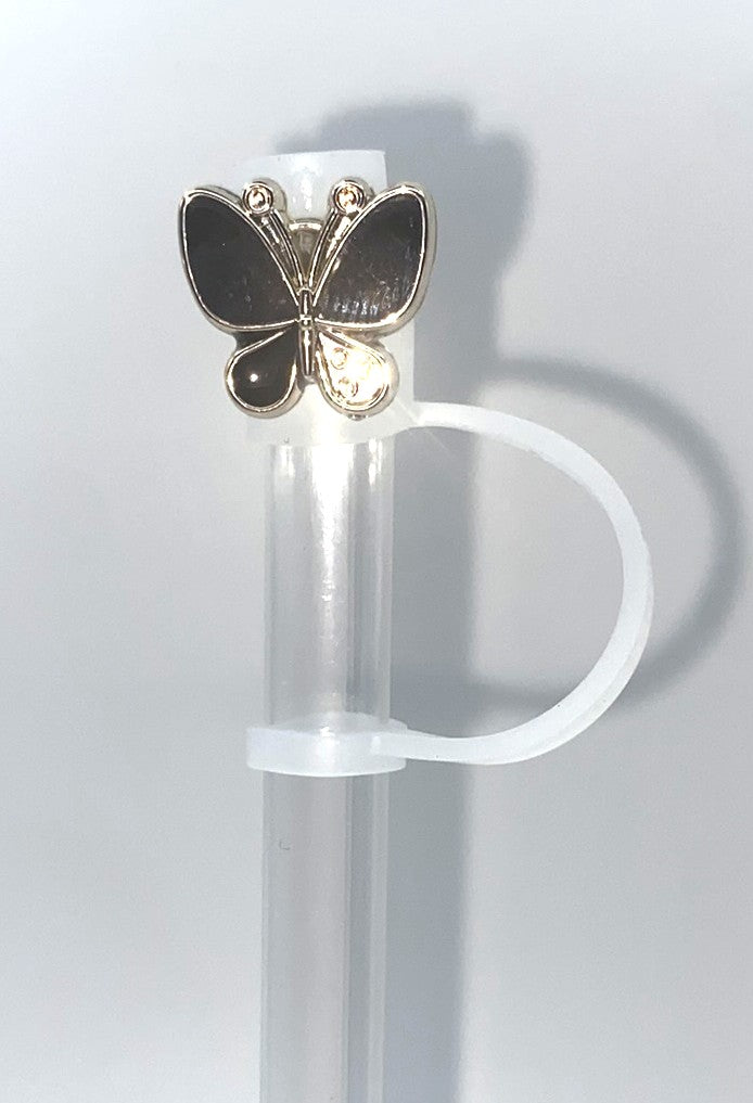 Black Butterfly Acrylic Charm Straw Topper