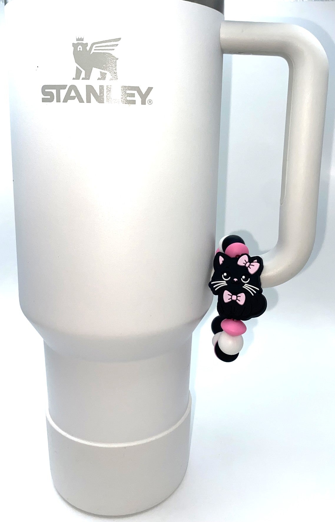 Fancy Black Cat w/Bows Stanley Tumbler Cup Handle Charm