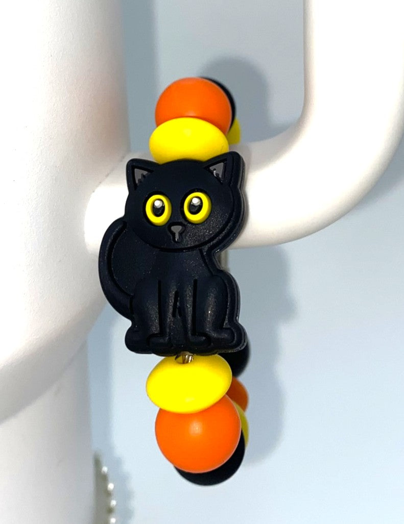 Black Cat w/Yellow Eyes Stanley Tumbler Cup Handle Charm
