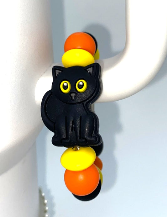 Black Cat w/Yellow Eyes Stanley Tumbler Cup Handle Charm