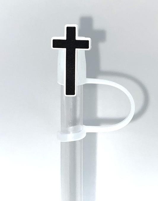 Black Cross Straw Topper