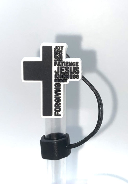 Black Cross Jesus Name & Attributes Straw Topper