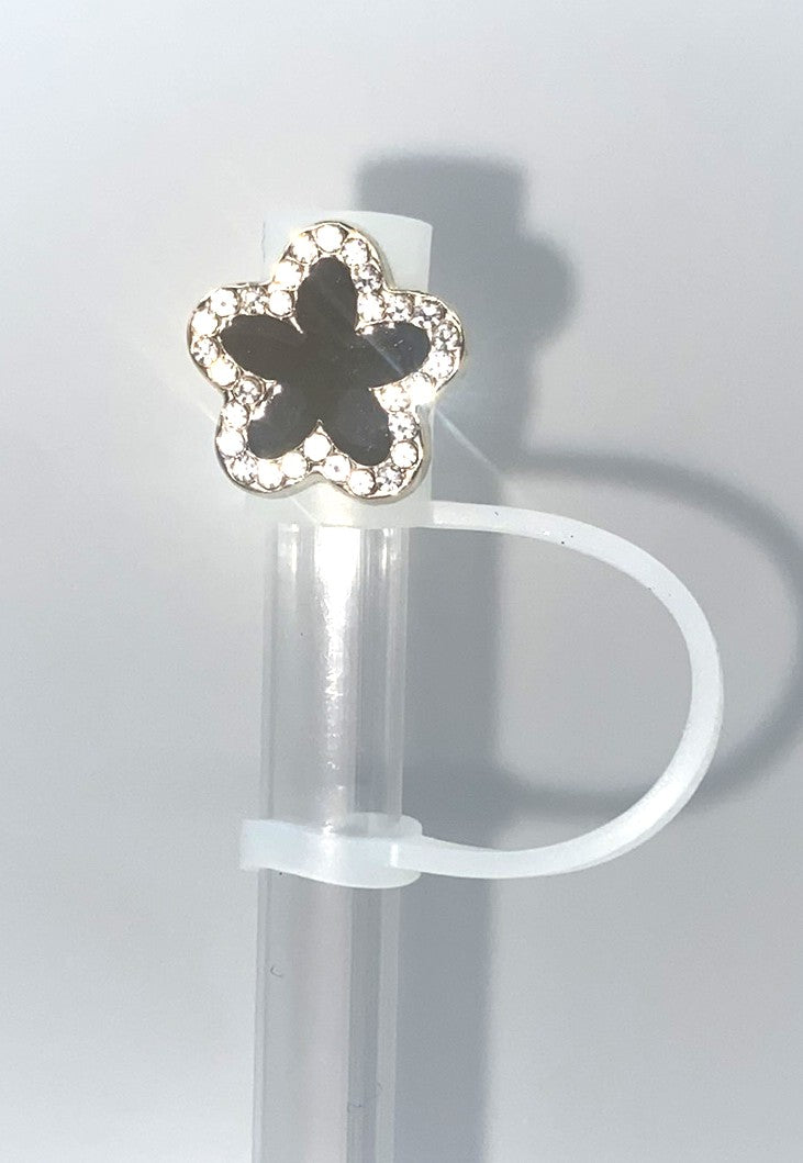 Black Daisy Acrylic Charm Straw Topper