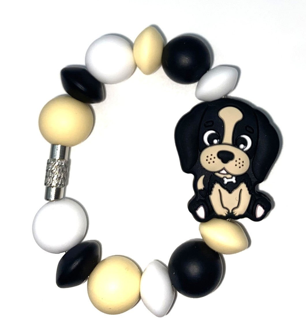 Black Puppy Dog Stanley Tumbler Cup Handle Charm