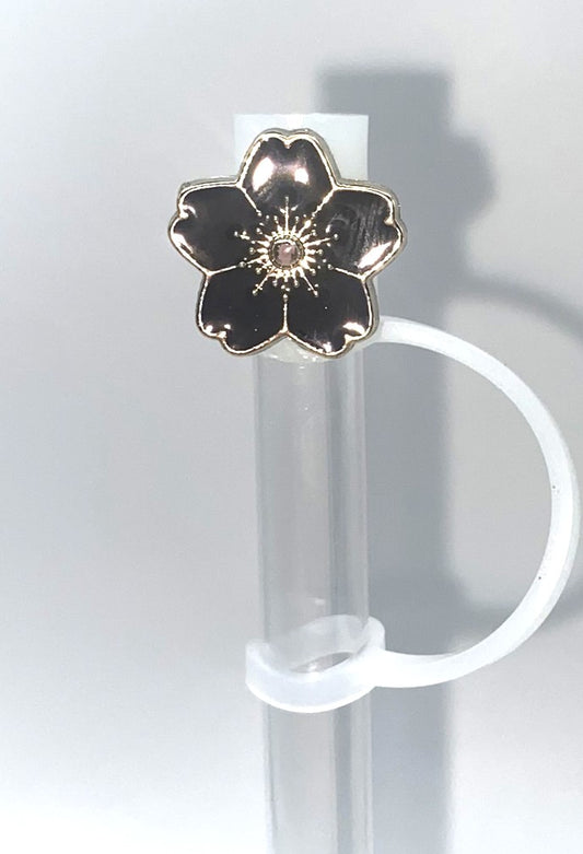 Black Flower #2 Acrylic Charm Straw Topper