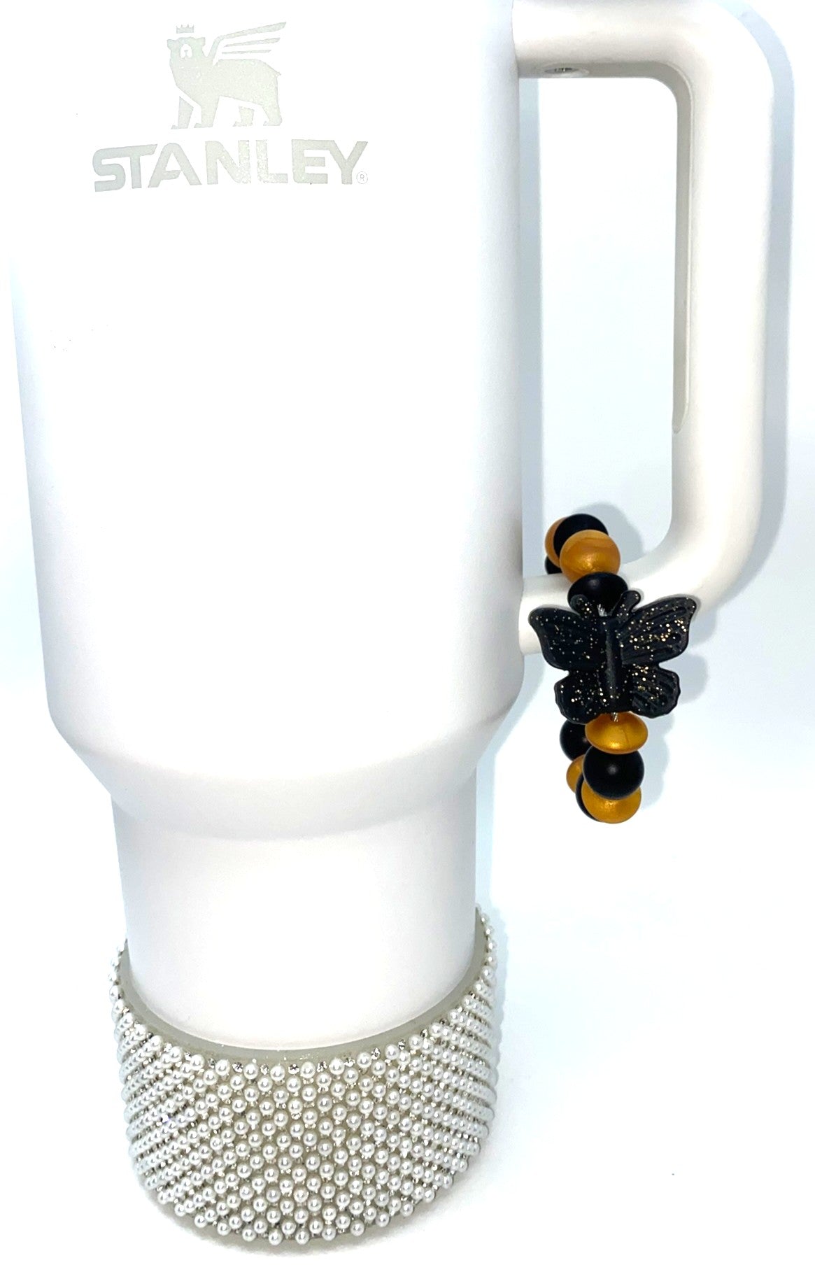 Black Monochrome Gold Glitter Butterfly Stanley Tumbler Cup Handle Charm