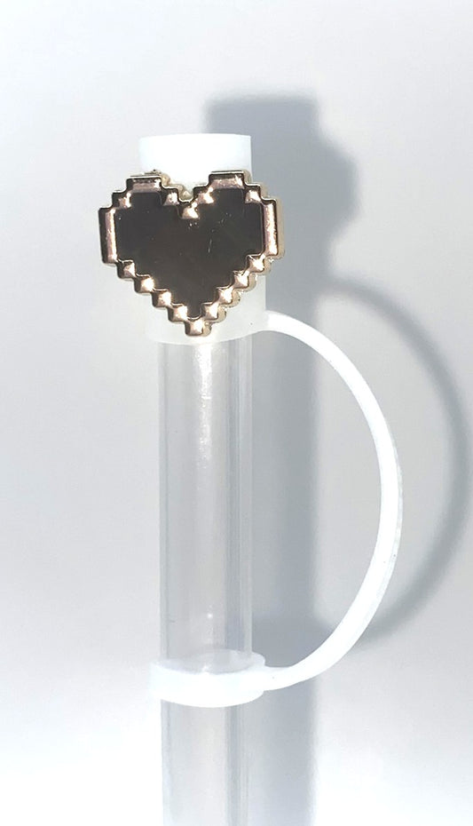 Black Heart Acrylic Charm Straw Topper