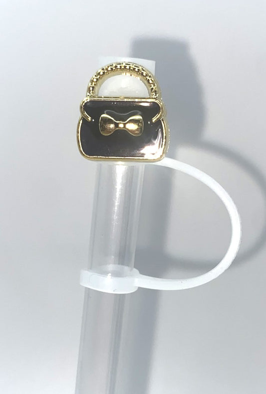 Black Purse Acrylic Charm Straw Topper