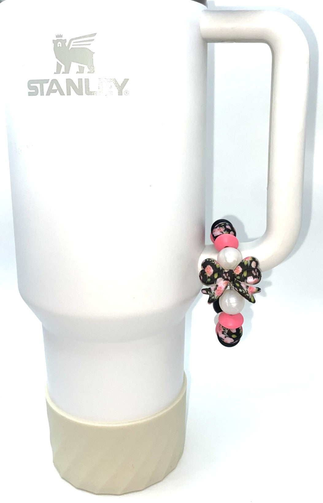 Black Rose Floral Coquette Bow Stanley Tumbler Cup Handle Charm