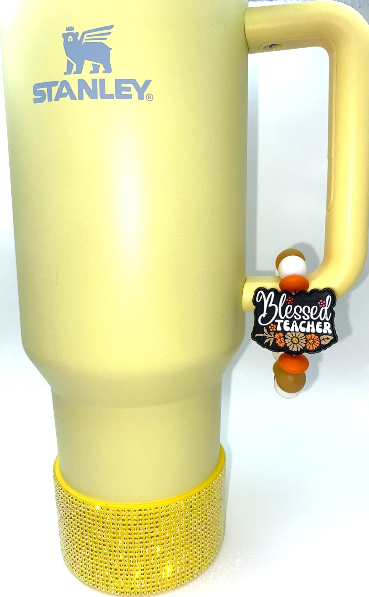 Blessed Teacher Floral Stanley Tumbler Cup Handle Charm