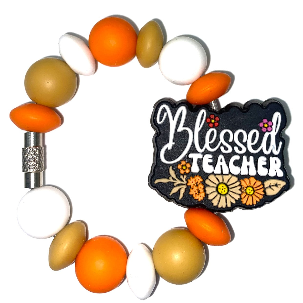 Blessed Teacher Floral Stanley Tumbler Cup Handle Charm