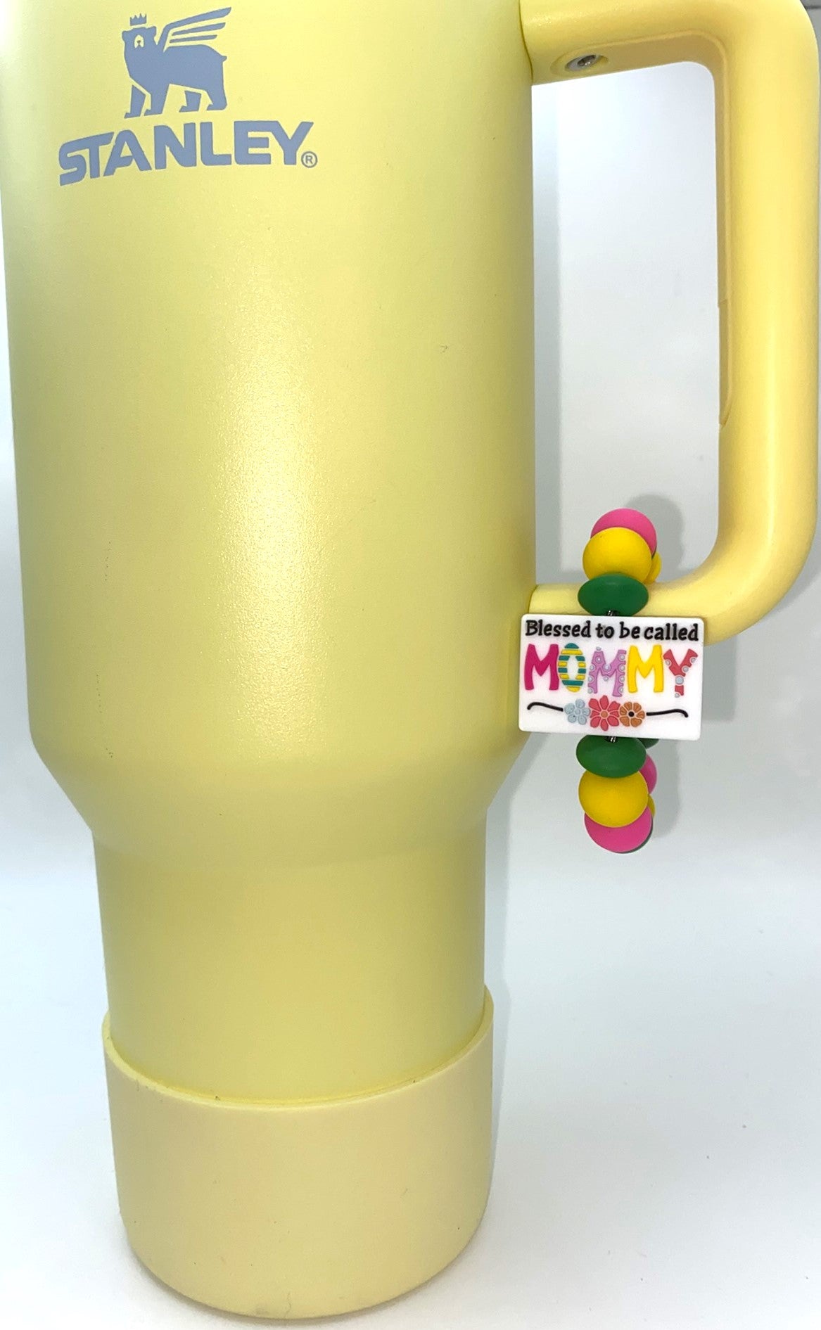 Blessed To Be Called Mommy Floral Stanley Tumbler Cup Handle Charm