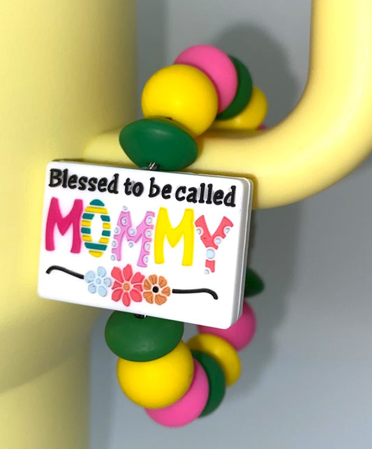 Blessed To Be Called Mommy Floral Stanley Tumbler Cup Handle Charm