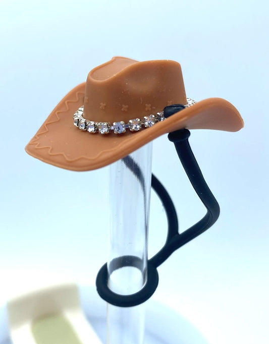 Brown Bling Cowboy Hat Straw Topper