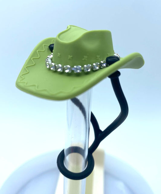 Green Bling Cowboy Hat Straw Topper