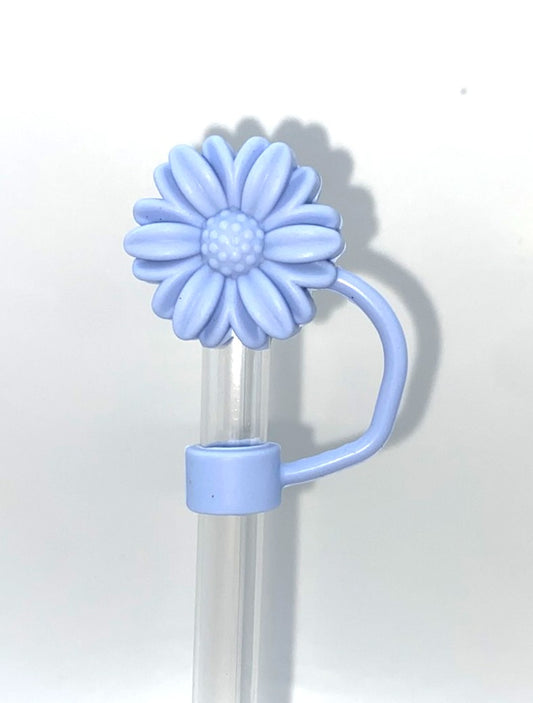 Soft Blue Daisy Flower 3D Straw Topper