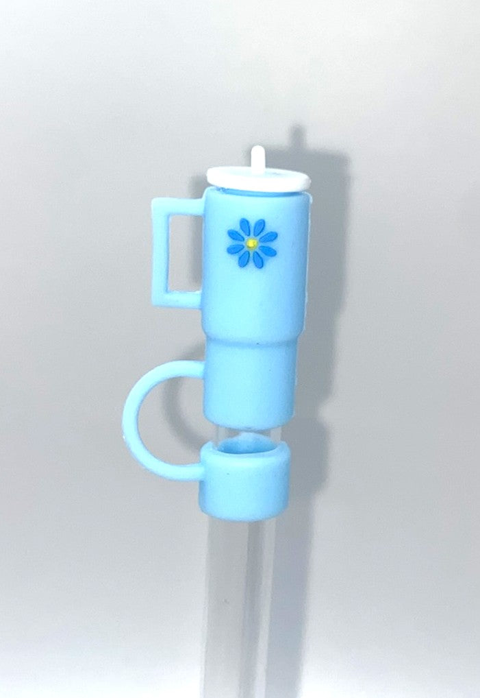 Tumbler 3D Blue w/Blue Flower Straw Topper