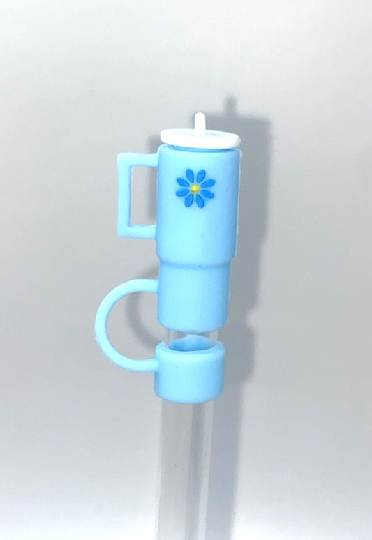 Tumbler 3D Blue w/Blue Flower Straw Topper