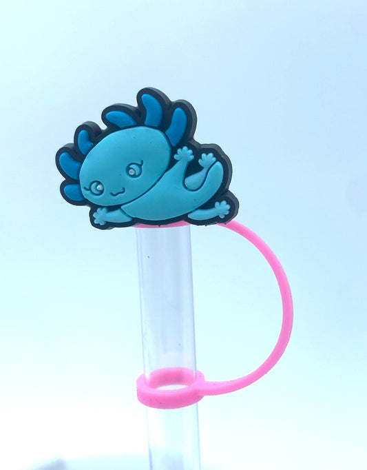 Blue Axolotl Straw Topper