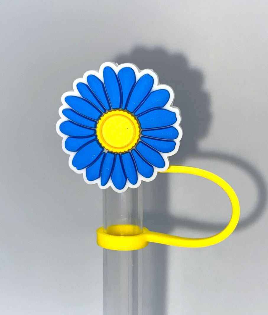 Blue Daisy Flower Straw Topper