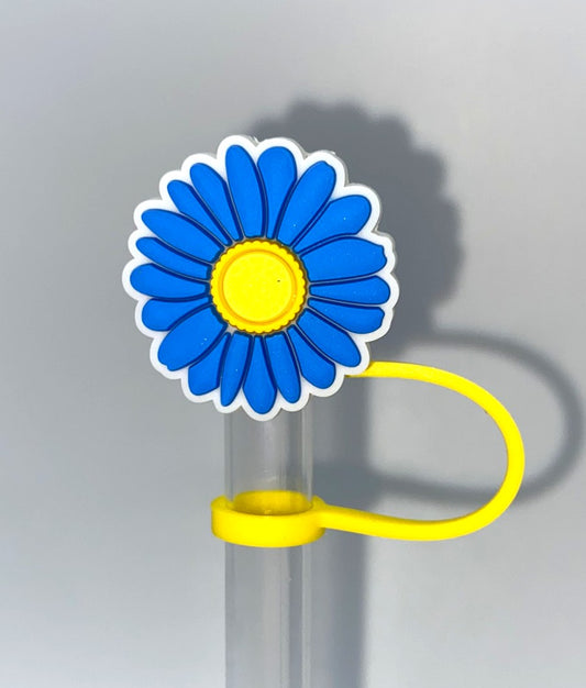 Blue Daisy Flower Straw Topper