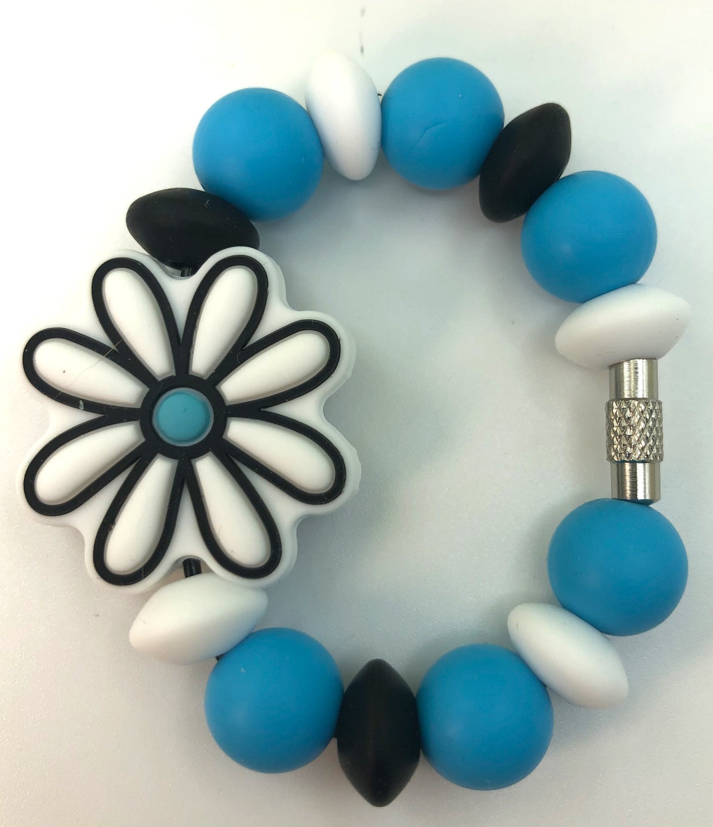 White Daisy Flower w/Blue Center Stanley Tumbler Cup Handle Charm