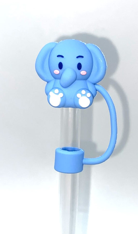 Blue Elephant 3D Straw Topper