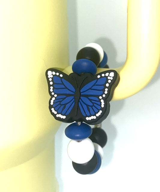 Sapphire Blue Monarch Butterfly Stanley Tumbler Cup Handle Charm