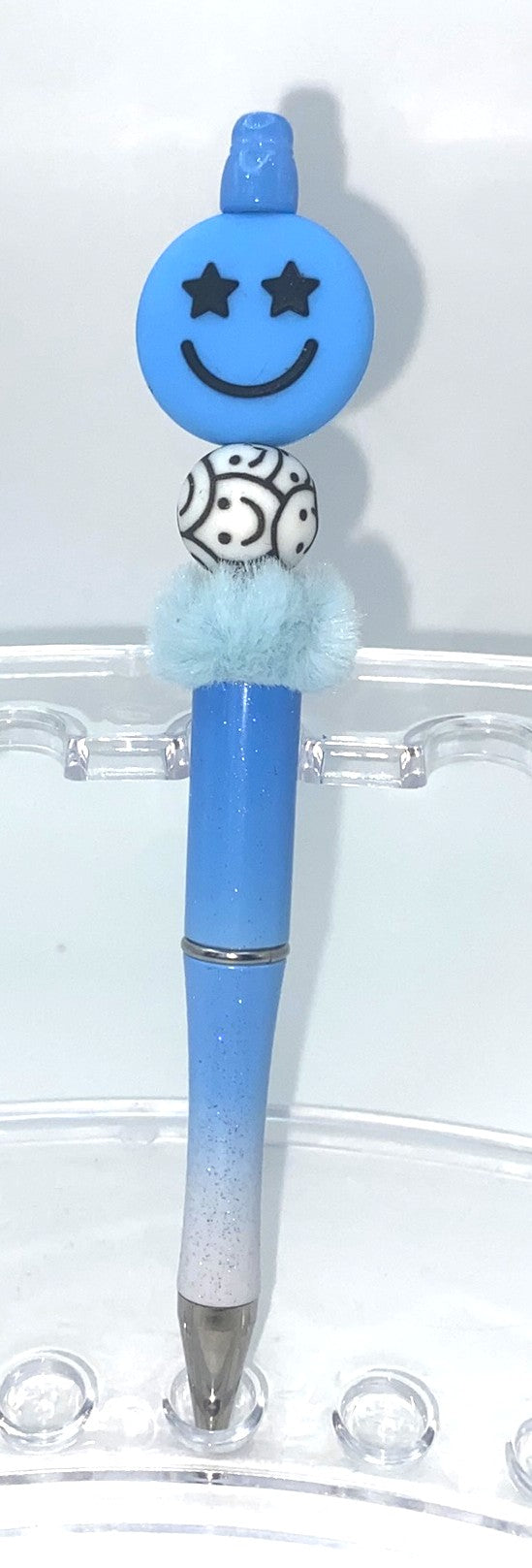 Blue Smiley Face Beaded Pen