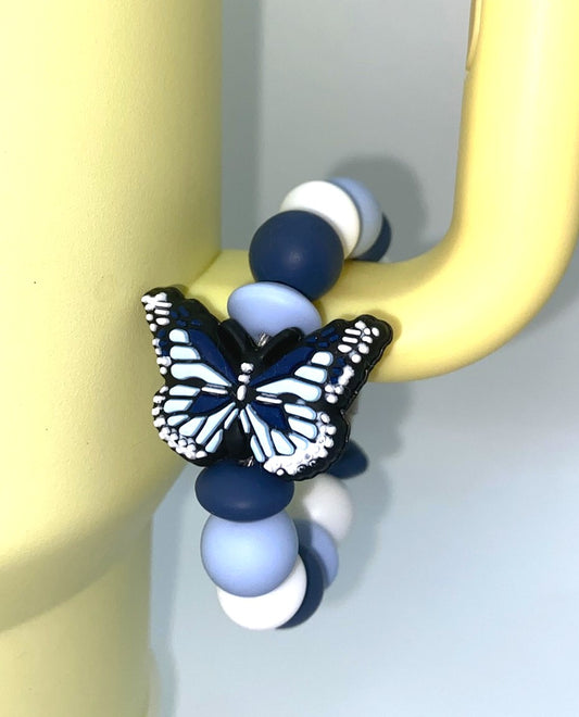 Blue Monarch Butterfly Stanley Tumbler Cup Handle Charm
